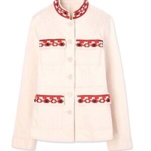 Tory Burch Embroidered Berkley Sgt Pepper Military Jacket Cream SP